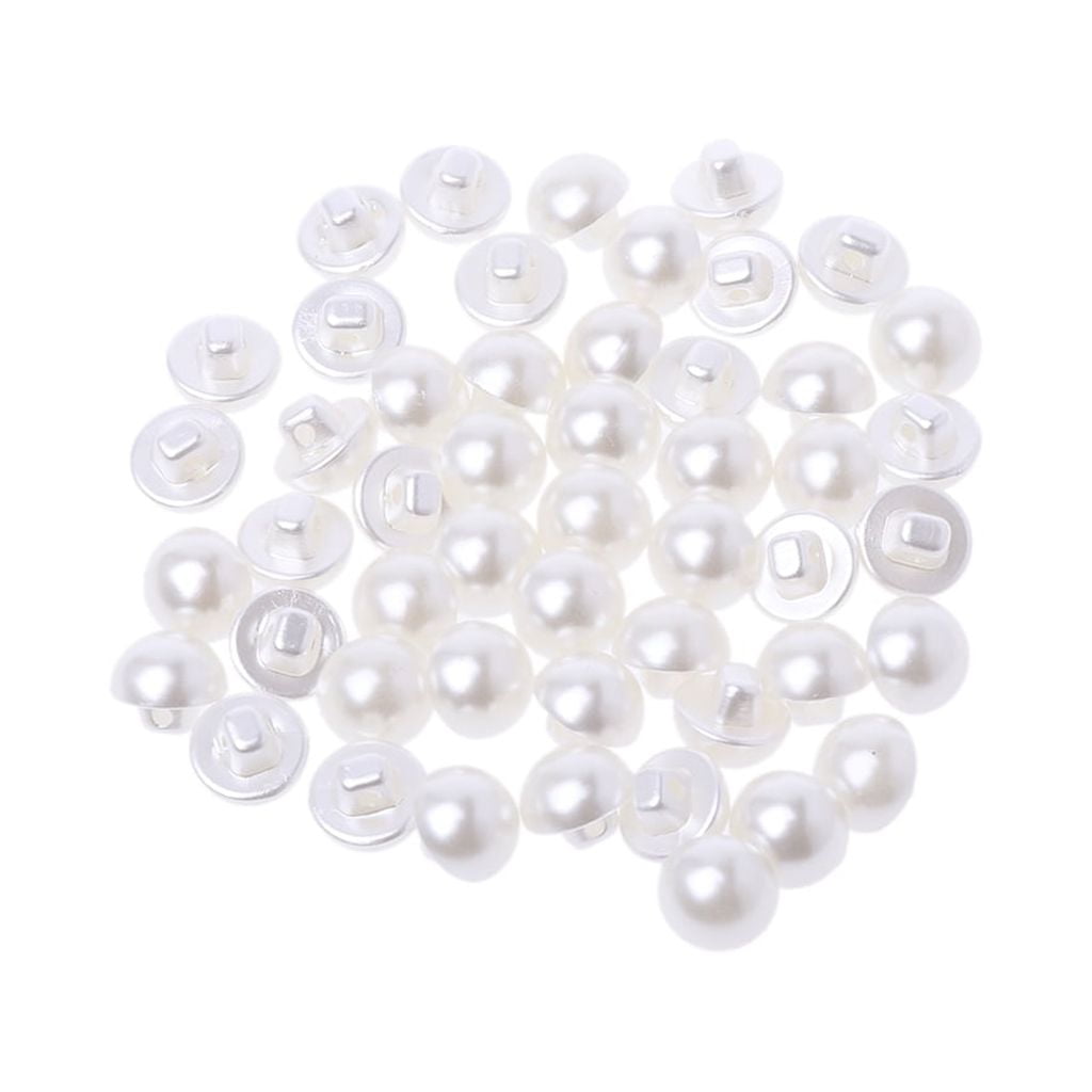 Acahhotxx Pearl Buttons, 50Pcs Faux Pearl Buttons Fit Sewing Scrapbook ...
