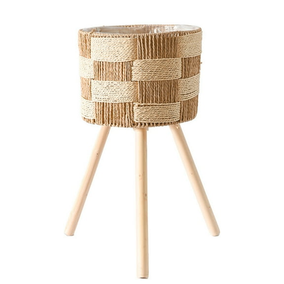 Acahhotxx Plants Rack, Rattans Indoor Plant Stand Handwoven Flowerpots Stool with Legs Floor Planter Basket Rack Plant Shelf for Garden Outdoor - Skewed Flower Medium
