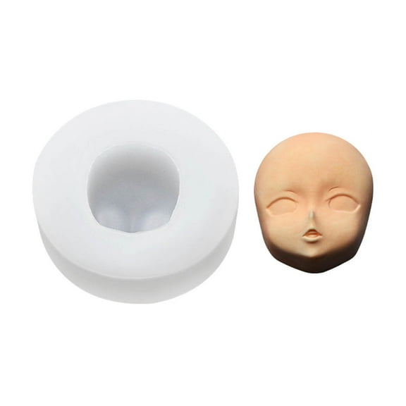 Acahhotxx Pottery mold, 3D Soft Clay Mold Dolls Face Silicone Mold Cake Decorating Tools Chocolate Candy Cupcake Clay Soap Mold - 6