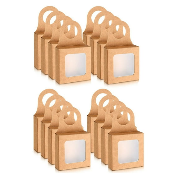 Acahhotxx Practical Paper Box with Window Display and Carrying Hook Stylish Candy Cookie Packaging Bags