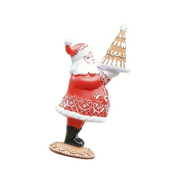 Acahhotxx Santa Figurine, Resins Gingerbreads Santa Couple Figurines Vintage Christmas Statues Tabletop Decorative Ornament for Home and Office - A