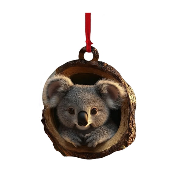 Acahhotxx Santa Trees Charm, Multipurpose Owl Christmas Tree Ornament 2D Sturdy Acrylic Hanging Decoration for Holiday Parties and Collector - Koala Pendant
