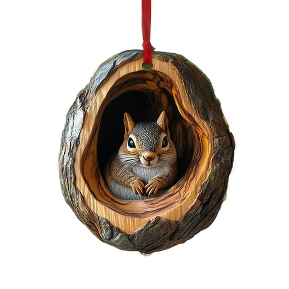 Acahhotxx Santa Trees Charm, Multipurpose Owl Christmas Tree Ornament 2D Sturdy Acrylic Hanging Decoration for Holiday Parties and Collector - Pendant