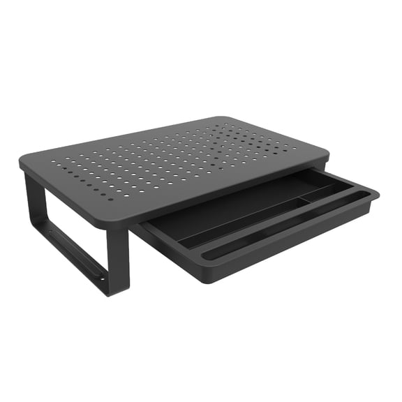 Acahhotxx Screen Holder Stand, Screen Stand with Ventilation Drawer and Side Storage Metal Computer Screen Stand Laptop Stand Office Desk Organizers