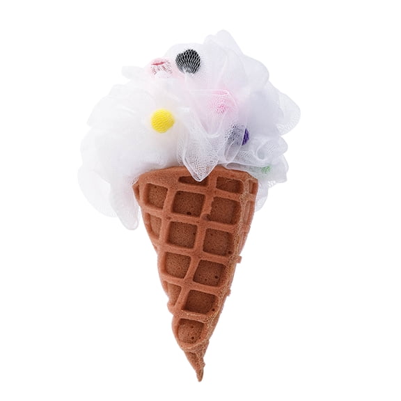 Acahhotxx Shower Ball, Ice Cream Bath Sponge Body Scrubber Foaming Sponge Shower Loofahs Bathing Tool for Women Kid - White