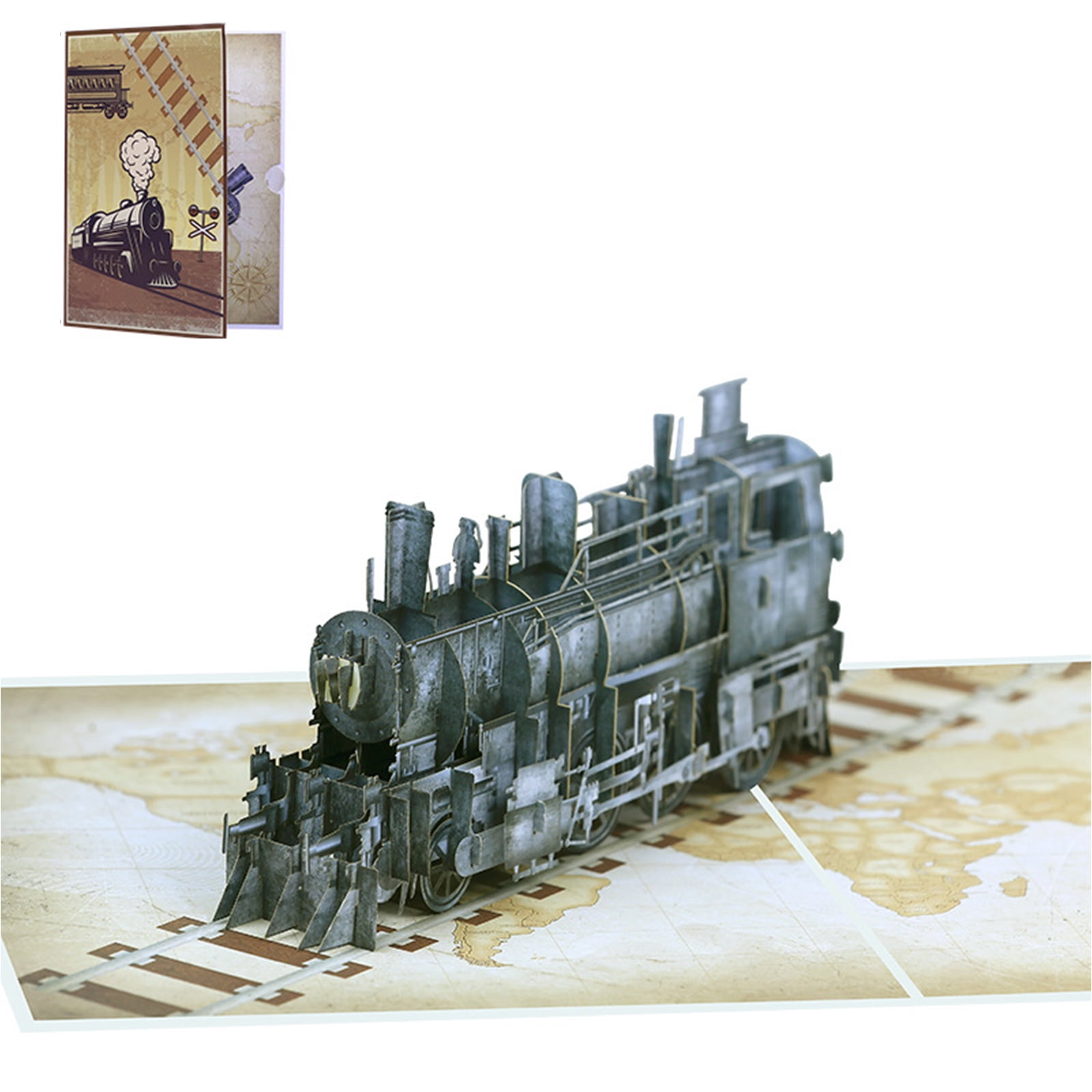 Acahhotxx Steam Train 3D Popup Birthday Card Handmade Greeting Card with Envelope Unique for Dad Grandad Husband Men