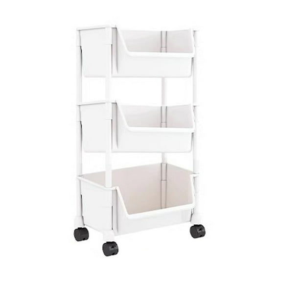 Acahhotxx Storage Cabinet, Space Saving Storage Bookshelf Convenient Moveable Storage Stand Shelf with Wheel Locks for Living Space