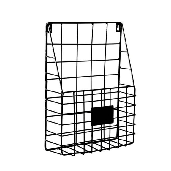 Acahhotxx Storage Holder, Mail Wire Basket Wall Mounted Magazine File Holder Document Shelf Rack - Black