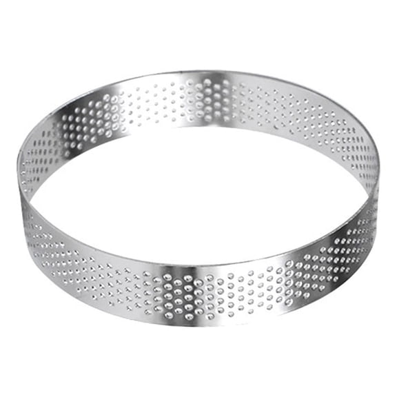 Acahhotxx Tart Rings, Circular French Dessert Stainless Steel Perforated Fruit Pie Cake Mold Kitchen Baking Moulds