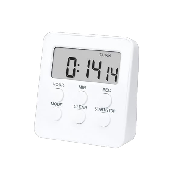 Acahhotxx Timer Clock, with Loud Alarm and LED Display Multifunctional Stopwatch Tool for Cooking Self Discipline Reminder - 228 English White
