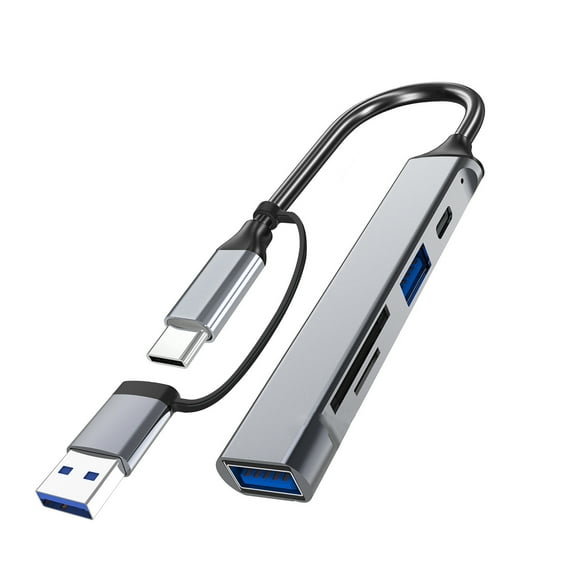 Acahhotxx USB C Splitter, USB C+USB Hubs 5 Port USB Splitter Multiport Extended Data Cable Memory Card Adapter for PC Keyboards Laptop Mouse