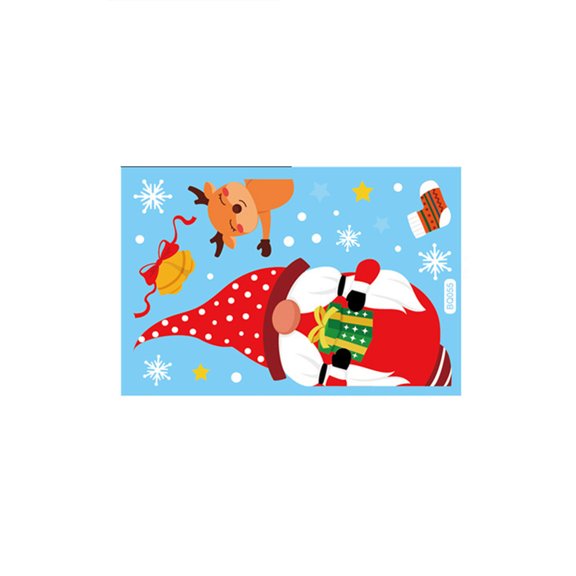 Acahhotxx Window Sticker, Christmas Window Clings Electrostatic Stickers Santa Snowman Glass - Color Static Patch Bq055