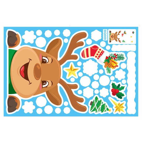 Acahhotxx Window Sticker, Christmas Window Clings Electrostatic Stickers Santa Snowman Glass - Color Static Piece Bq009