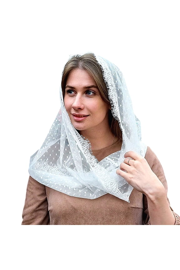 bride veil, Elegant Russian Veil Lace Mantilla Veil for Catholic Vintage Sheer Head Covering Wedding Bridal Veil Headscarf