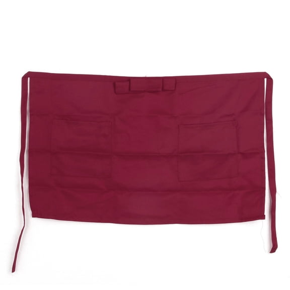 Acahhotxx cooking Apron, Waist Apron Water Oil Stain Resistant Waiter Server Waist Aprons with Pocket for Women Working Restaurant Serve - Claret
