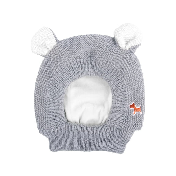 Acahhotxx knit hat, Funny Knitting Hat for Small Dogs Cartoon Bear Ear Puppy Costume Hat Lovely Tiny Hat Headgear Winter for Teddydogs - Gray