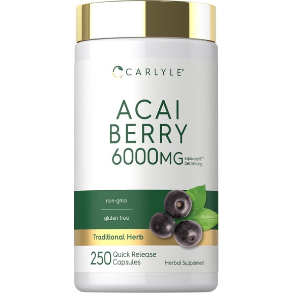 Acai Berry 6000mg | 250 Capsules | Acai Berry Extract for Men and Women | by Carlyle