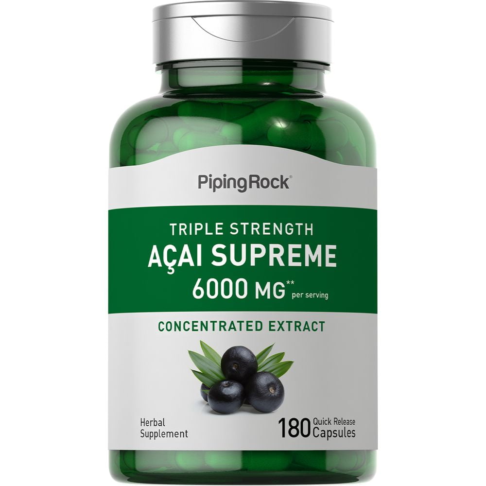 Acai Berry Capsules 6000mg | 180 Count | Triple Strength Supplement for Men and Women | by Piping Rock