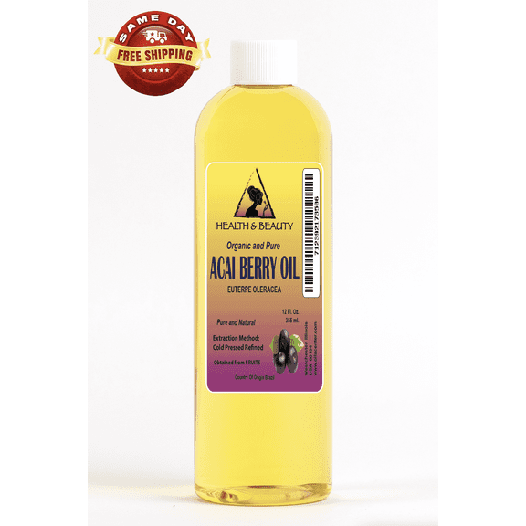 Acai Berry Oil Refined Organic Cold Pressed Premium Natural Pure 12 oz