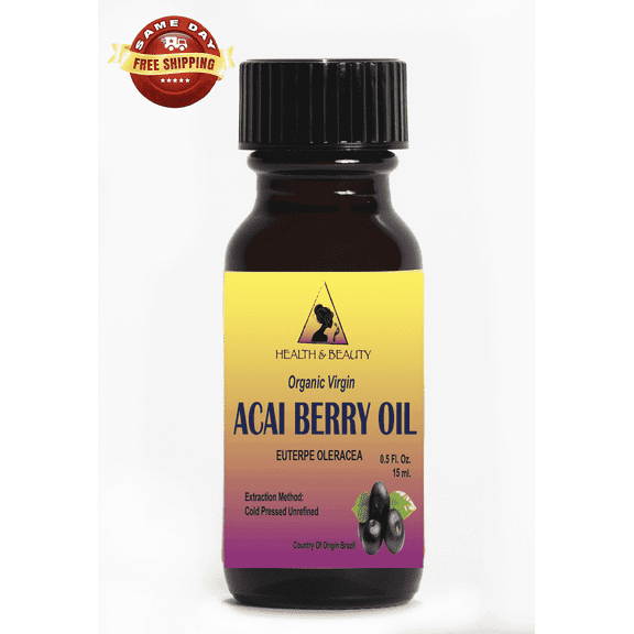 Acai Berry Oil Unrefined Organic Virgin Cold Pressed Pure Glass Bottle 0.5 oz
