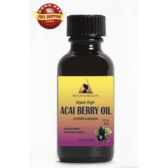 Acai Berry Oil Unrefined Organic Virgin Cold Pressed Pure Glass Bottle 1.0 oz