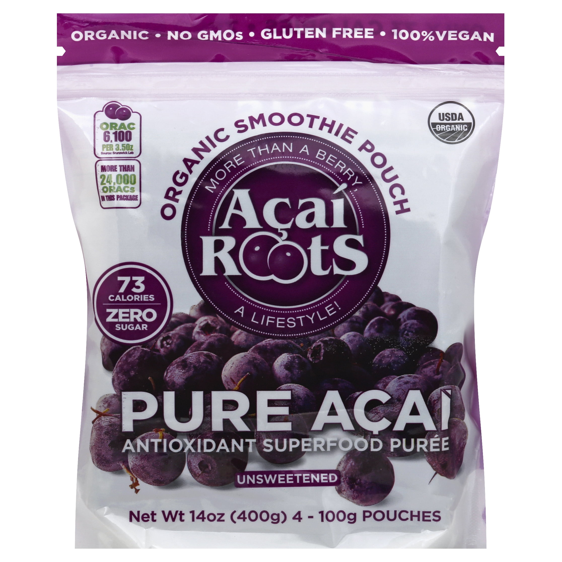 Acai Roots Organic No GMO's Vegan Premium Unsweetened Smoothie Pouches ...