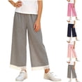 thumbnail image 1 of Acaics Girls' Gingham Wid Leg Pants with Lace Trim Elastic Waist Lounge Pants Plaid Trousers with Pockets, 1 of 7