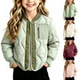 thumbnail image 1 of Acaics Girls Jacket, Long Sleeve Snap Button Lightweight Padded Outerwear with Pockets for Fall Winter, 1 of 7