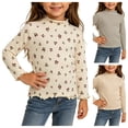 thumbnail image 1 of Acaics Girls' Long-Sleeve Layering T-Shirt: Printed Knit Ruffle-Trimmed Long-Sleeve Half-Turtleneck Fall Top, Suitable for Ages 3 Months–3 Years, 1 of 7