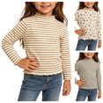 thumbnail image 1 of Acaics Girls' Long-Sleeve Layering T-Shirt: Printed Knit Ruffle-Trimmed Long-Sleeve Half-Turtleneck Fall Top, Suitable for Ages 3 Months–3 Years, 1 of 7