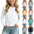 thumbnail image 1 of Acaics Girls' Long-Sleeve Layering T-Shirt: Solid-Color Modal Long-Sleeve Crew-Neck T-Shirt Lightweight Casual Base Layer for Back-to-School Suitable for Ages 1–10, 1 of 10