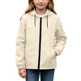 thumbnail image 1 of Acaics Kids Boys Girls Solid Color With Pockets Drawstring Long Sleeves Waterproof Zipper Hooded Jacket Coat, 1 of 16