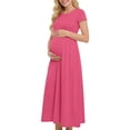 thumbnail image 1 of Acaics Short Sleeve Maternity Dress for Women Ruched Pregnancy Bodycon Dress Flowy Maxi Dresses, 1 of 8