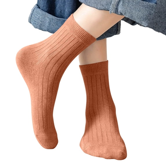 Acaics Solid-Color Socks for Girls Casual Cotton Crew Sock Comfort Socks