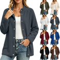 thumbnail image 1 of Acaics Women Oversized Stand Collar Fleece Coat, Long Sleeve Raglan Sleeve Snap Button Casual Outer Jacket with Side Pockets, 1 of 9