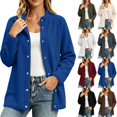 thumbnail image 1 of Acaics Women Oversized Stand Collar Fleece Coat, Long Sleeve Raglan Sleeve Snap Button Casual Outer Jacket with Side Pockets, 1 of 9