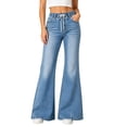 thumbnail image 1 of AcaicsNo Boundaries Women's Drawstring High-Waisted Wide-Leg Jeans,39.96",40.55",41.14",41.73",42.32"Length Women's Sizes S-XXL, 1 of 9