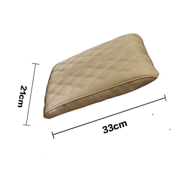 Acaige 1x Leather Wave Pattern Car Armrest Pad Cover Center Console Protector Mat Beige