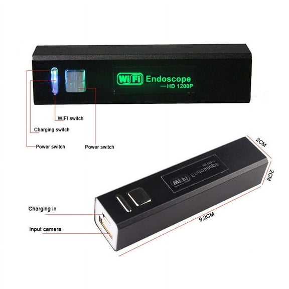 Acaige 2M LED WiFi Endoscope Borescope 8mm Snake Tube Camera 1200P For Phone Android PC