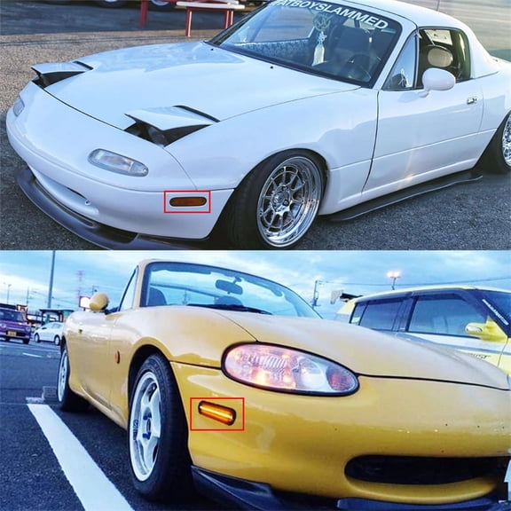 Acaige 2Pcs Front Led Side Marker Light Bumper Lamp For Mazda Mx-5 Miata 1990-2005 Amber