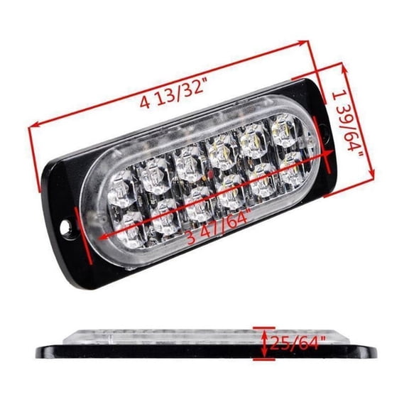 Acaige 4Pcs Car Emergency Lamp Bars Flash Red 12 LED Flash Caution Strobe Light Bar