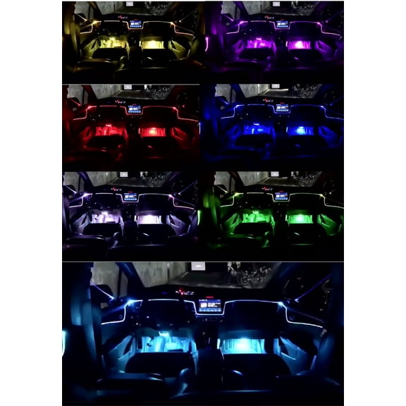 Acaige 9 in 1 RGB 6M Car Interior Decor Fiber Optical Strip Light Bluetooth App Control