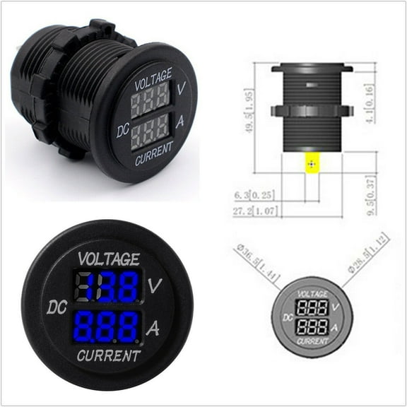 Acaige Blue LED Amp Dual Digital Voltmeter Ammeter Volt Meter Gauge for Car Motorcycles