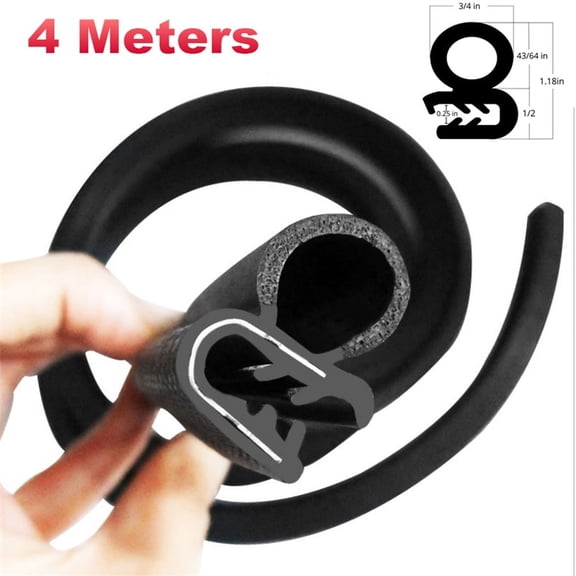 Acaigel 13ft Rubber Seal Door Protector Weather Stripping Edge Decorate Waterproof