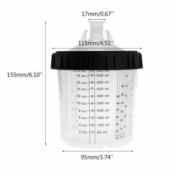Acaigel 22oz 600ML Paint Cup H/O Quick Cup With M16x2 External For Adapter Spray Gun