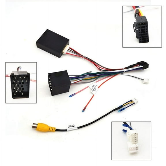 Acaigel Car 16Pin Power Wiring Harness Cable Adapter With Canbus Box Rear Camera Cable For BMW E46/E39(1995-2000)/E53(99) Install Aftermarket Android Stereo