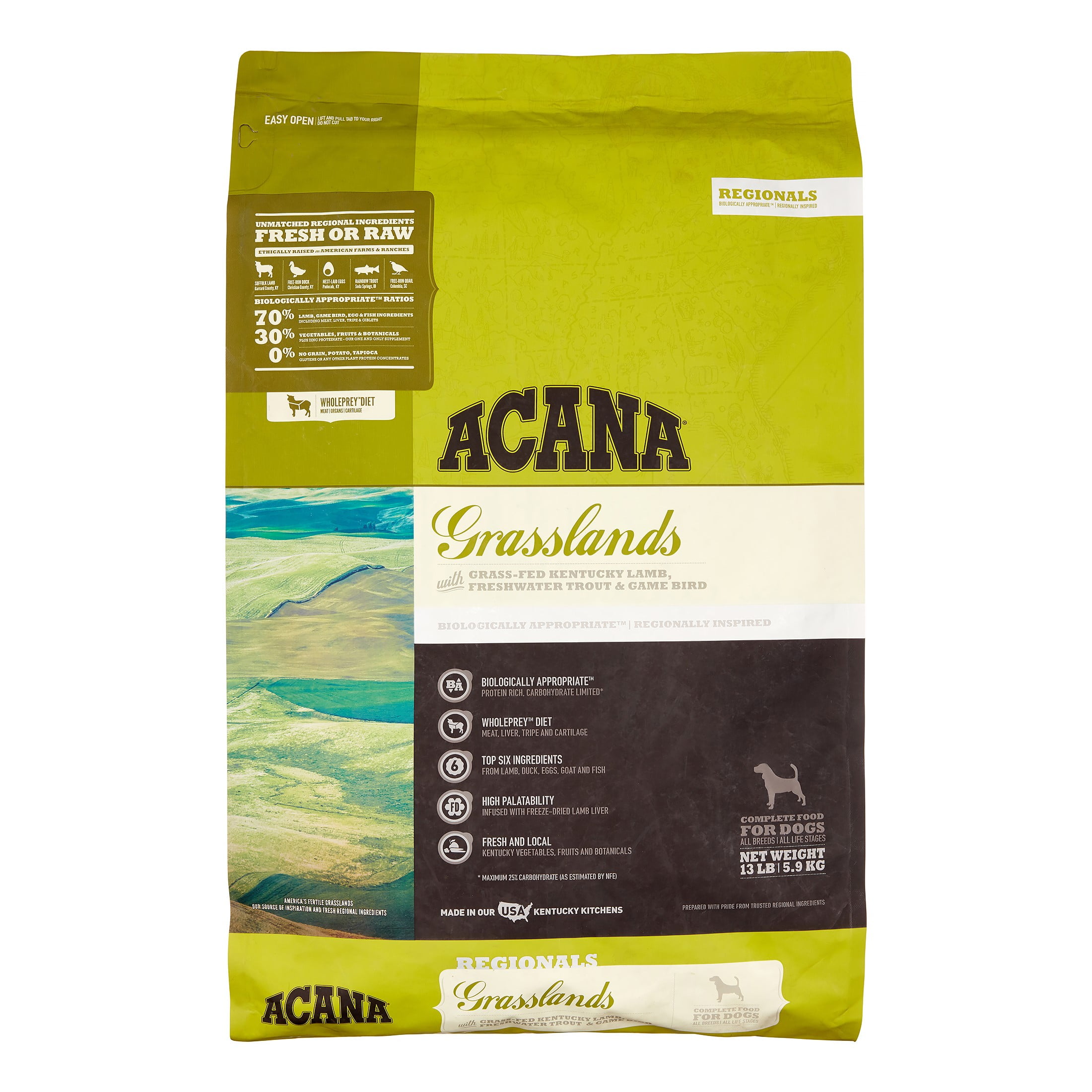 Acana Grasslands GrainFree Lamb, Duck & Fish Dry Dog Food, 13 lb