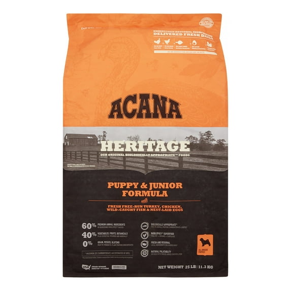 Acana Heritage Grain-Free Puppy and Junior Dry Dog Food, 25lb