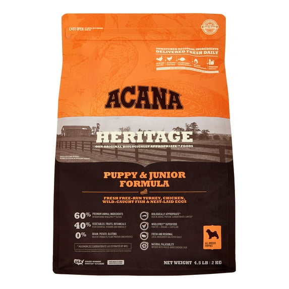 Acana Heritage Grain-Free Puppy and Junior Dry Dog Food, 4.5 lb