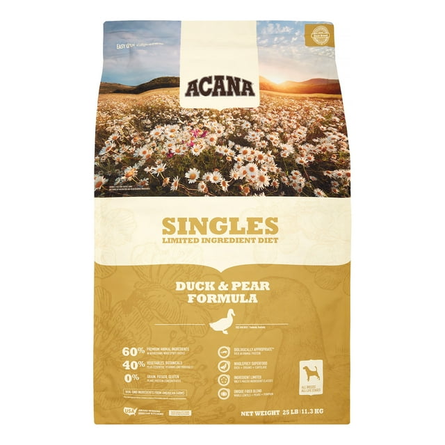 Acana Singles GrainFree Duck & Pear Dry Dog Food, 25 lb